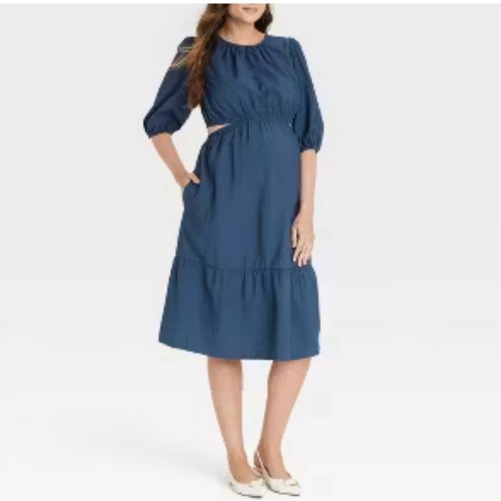 Isabel Maternity by Ingrid & Isabel Blue Bishop Sleeve Sundresses
